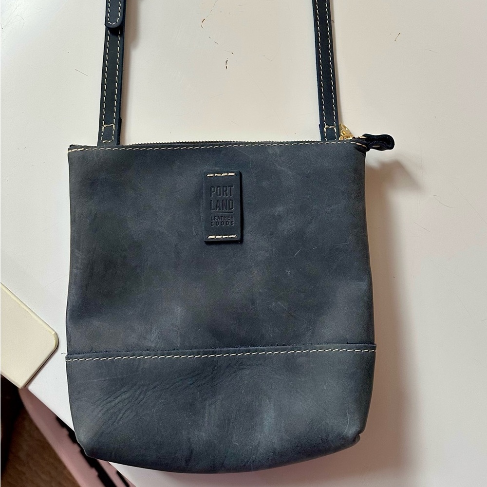 Portland Leather Navy Blue Crossbody Festival Bag